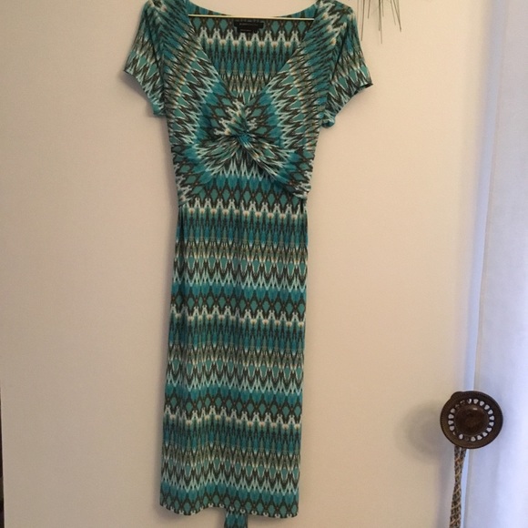 💙💚BCBGMAXAZRIA Ikat Chevron Print Dress - Picture 4 of 8